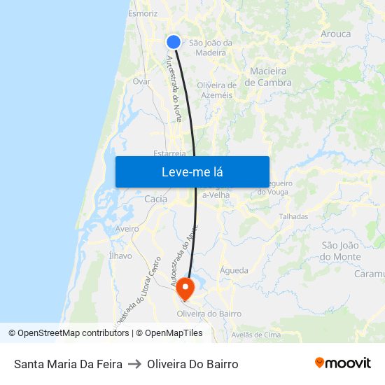 Santa Maria Da Feira to Oliveira Do Bairro map