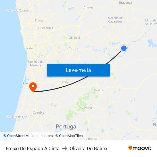 Freixo De Espada À Cinta to Oliveira Do Bairro map