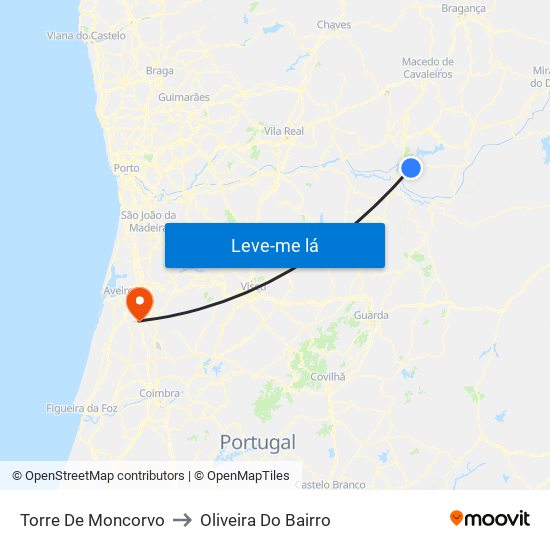 Torre De Moncorvo to Oliveira Do Bairro map