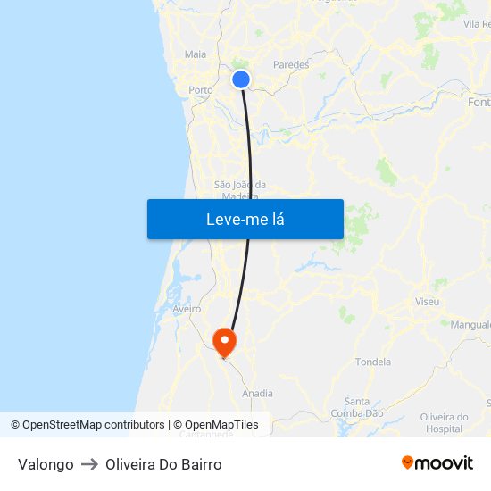 Valongo to Oliveira Do Bairro map