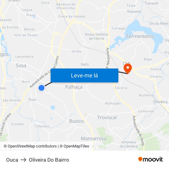 Ouca to Oliveira Do Bairro map