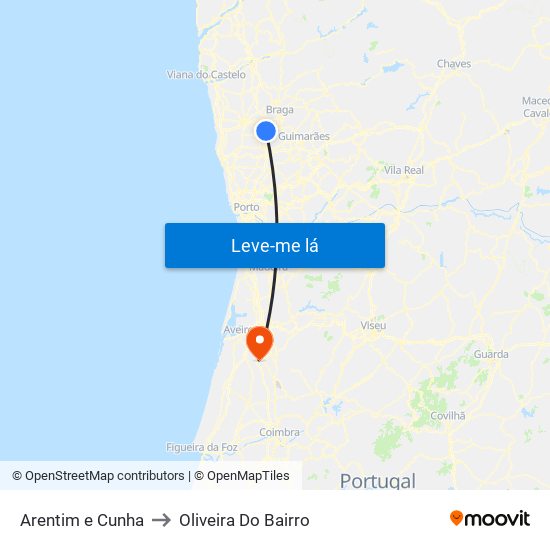 Arentim e Cunha to Oliveira Do Bairro map