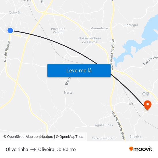 Oliveirinha to Oliveira Do Bairro map