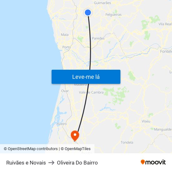 Ruivães e Novais to Oliveira Do Bairro map
