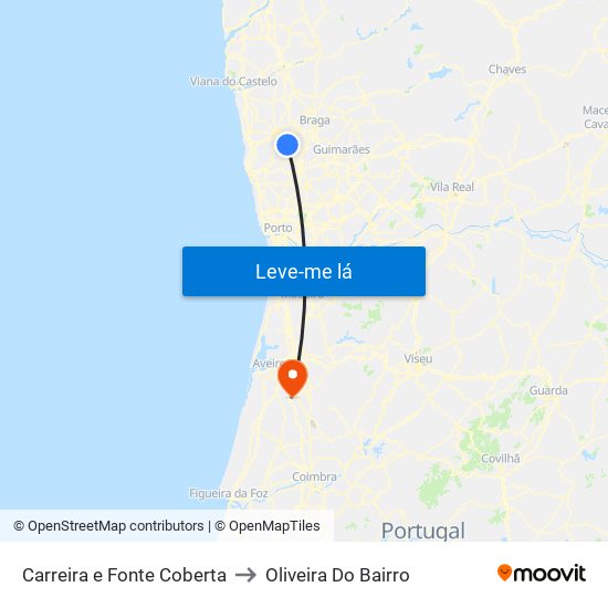 Carreira e Fonte Coberta to Oliveira Do Bairro map