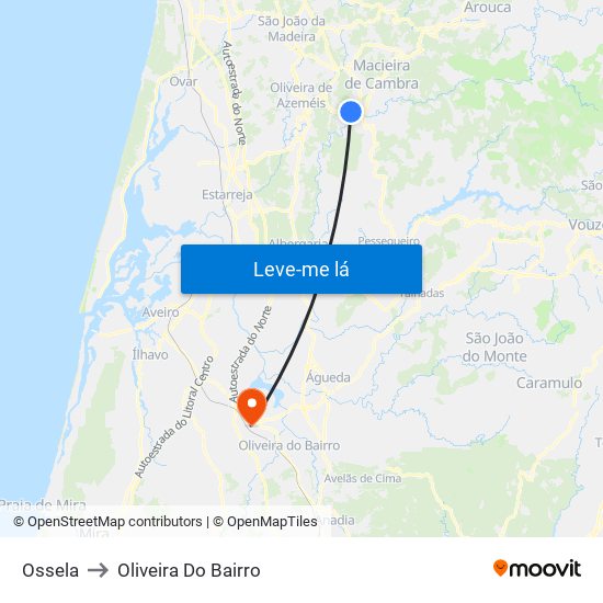 Ossela to Oliveira Do Bairro map