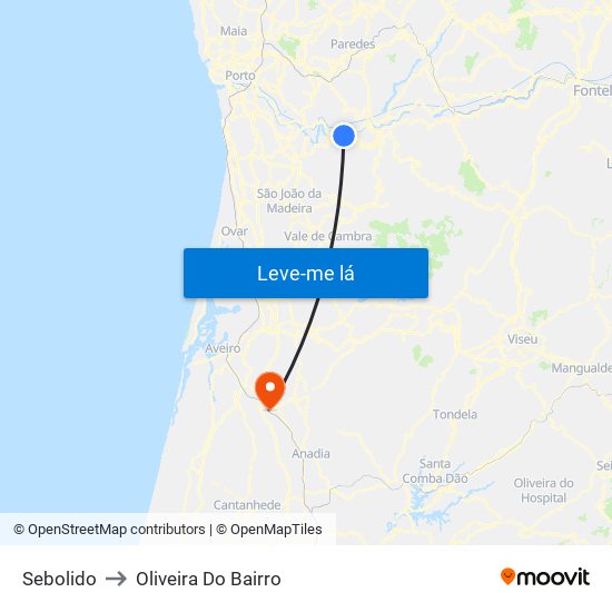 Sebolido to Oliveira Do Bairro map