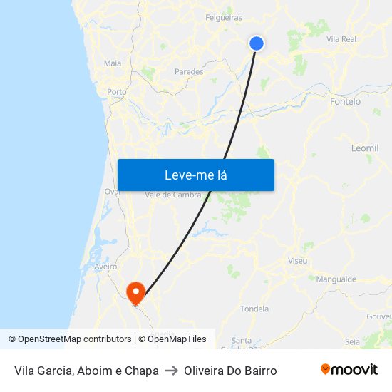 Vila Garcia, Aboim e Chapa to Oliveira Do Bairro map