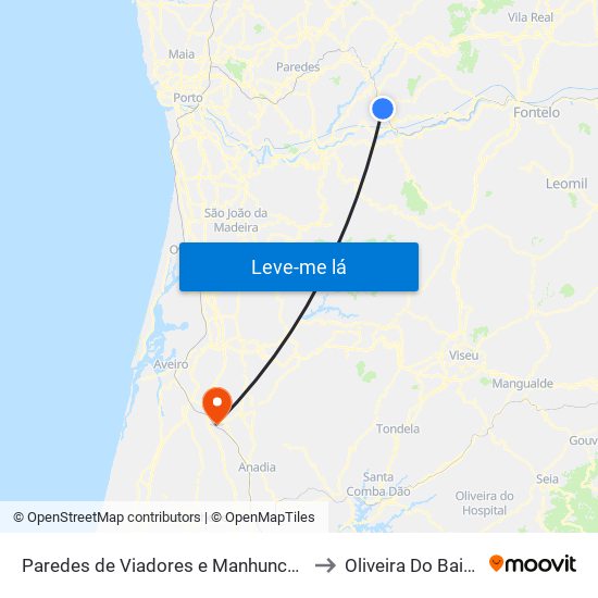 Paredes de Viadores e Manhuncelos to Oliveira Do Bairro map