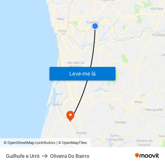 Guilhufe e Urrô to Oliveira Do Bairro map
