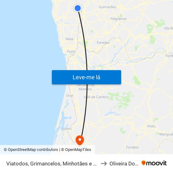 Viatodos, Grimancelos, Minhotães e Monte de Fralães to Oliveira Do Bairro map