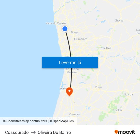 Cossourado to Oliveira Do Bairro map