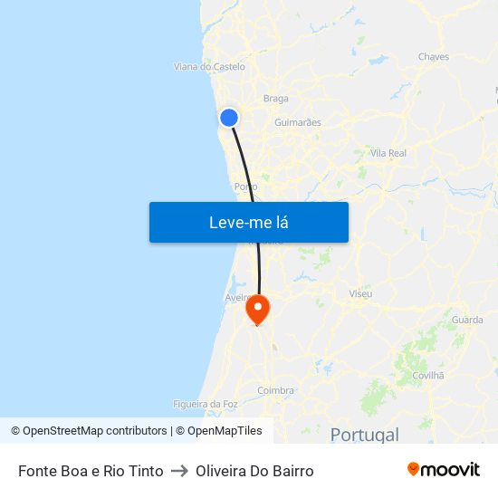 Fonte Boa e Rio Tinto to Oliveira Do Bairro map