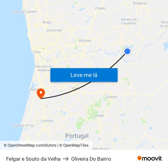 Felgar e Souto da Velha to Oliveira Do Bairro map