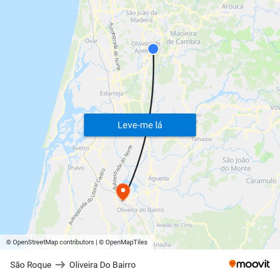 São Roque to Oliveira Do Bairro map