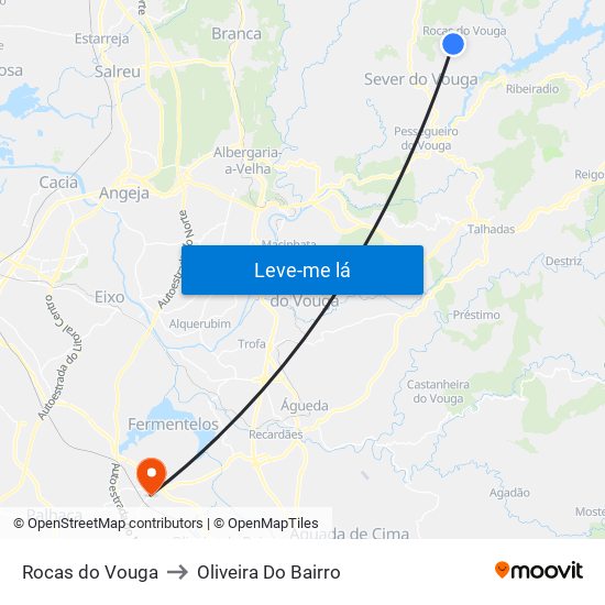 Rocas do Vouga to Oliveira Do Bairro map