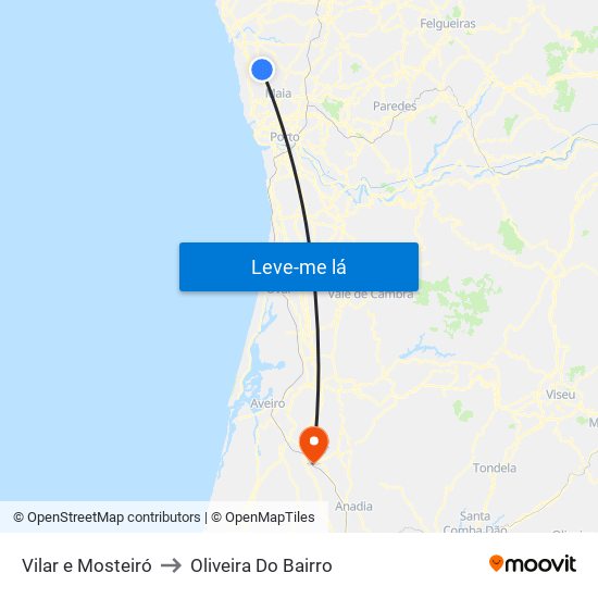 Vilar e Mosteiró to Oliveira Do Bairro map