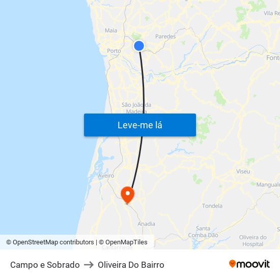 Campo e Sobrado to Oliveira Do Bairro map