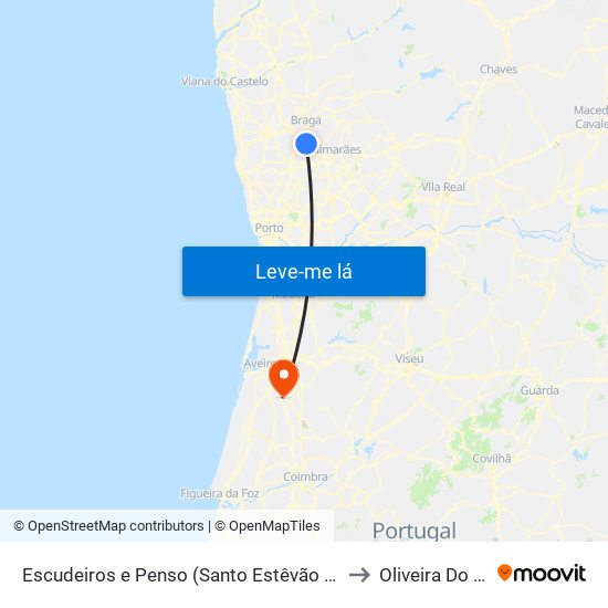 Escudeiros e Penso (Santo Estêvão e São Vicente) to Oliveira Do Bairro map