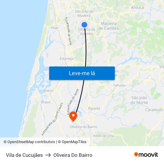 Vila de Cucujães to Oliveira Do Bairro map