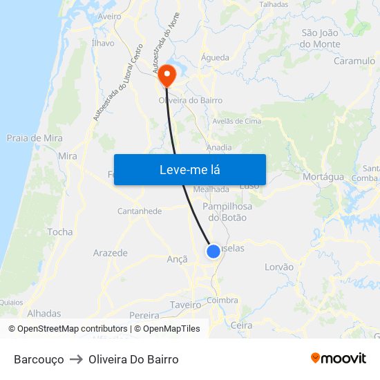 Barcouço to Oliveira Do Bairro map