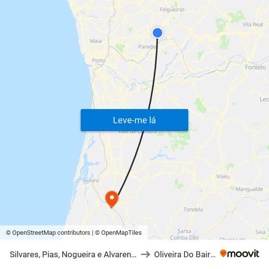 Silvares, Pias, Nogueira e Alvarenga to Oliveira Do Bairro map