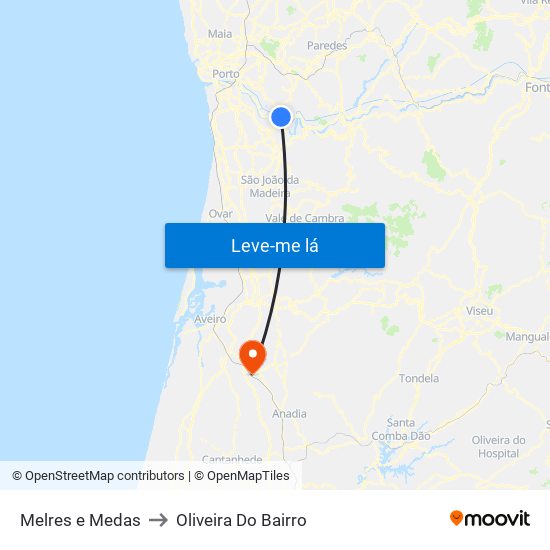 Melres e Medas to Oliveira Do Bairro map