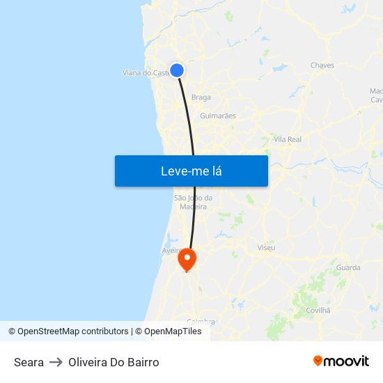 Seara to Oliveira Do Bairro map