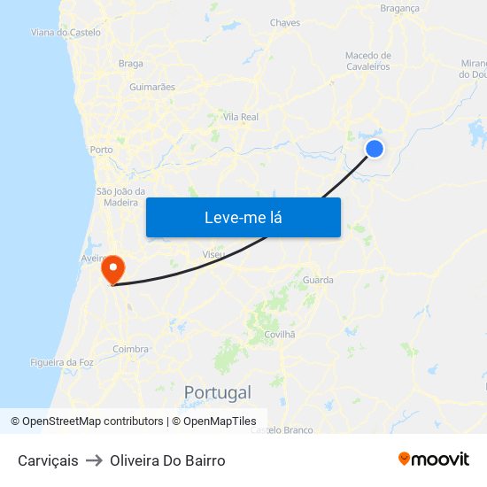 Carviçais to Oliveira Do Bairro map