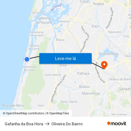 Gafanha da Boa Hora to Oliveira Do Bairro map