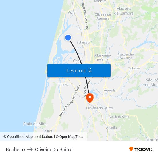 Bunheiro to Oliveira Do Bairro map