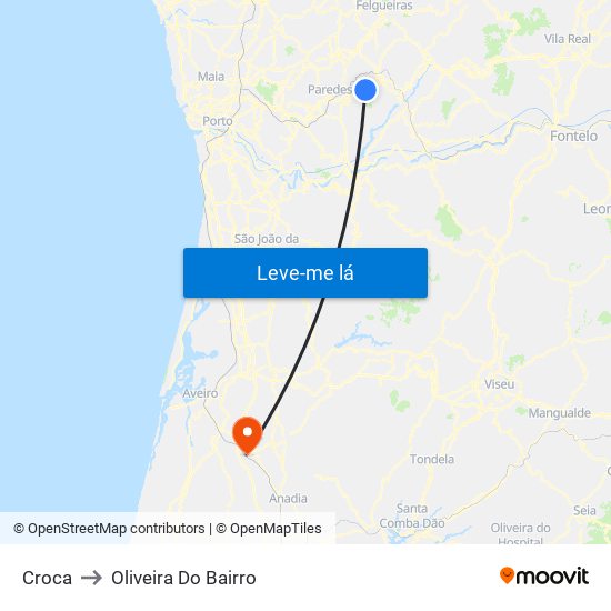 Croca to Oliveira Do Bairro map