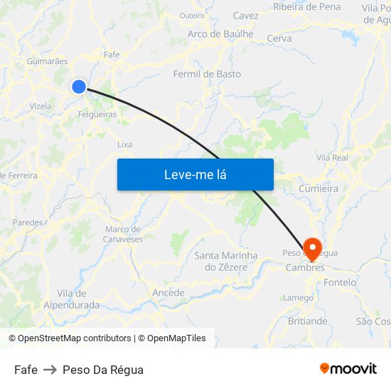 Fafe to Peso Da Régua map