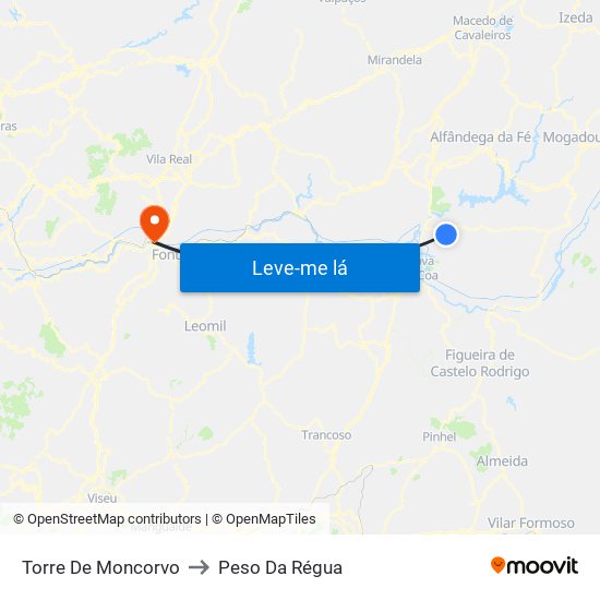 Torre De Moncorvo to Peso Da Régua map