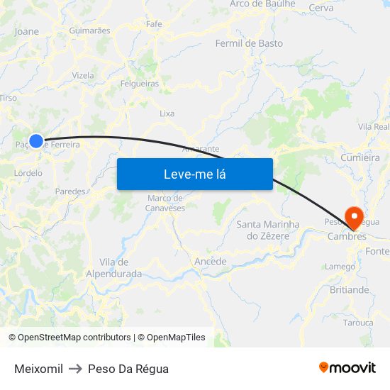 Meixomil to Peso Da Régua map