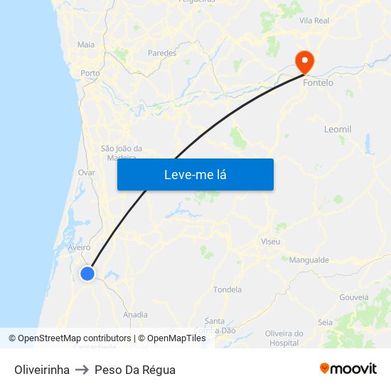 Oliveirinha to Peso Da Régua map