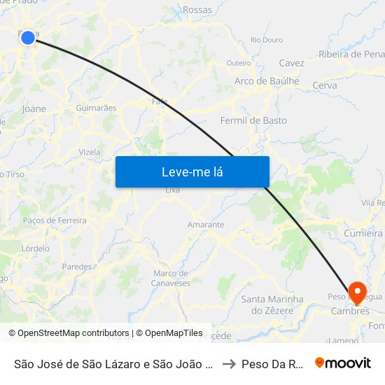 São José de São Lázaro e São João do Souto to Peso Da Régua map