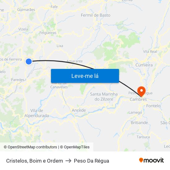 Cristelos, Boim e Ordem to Peso Da Régua map