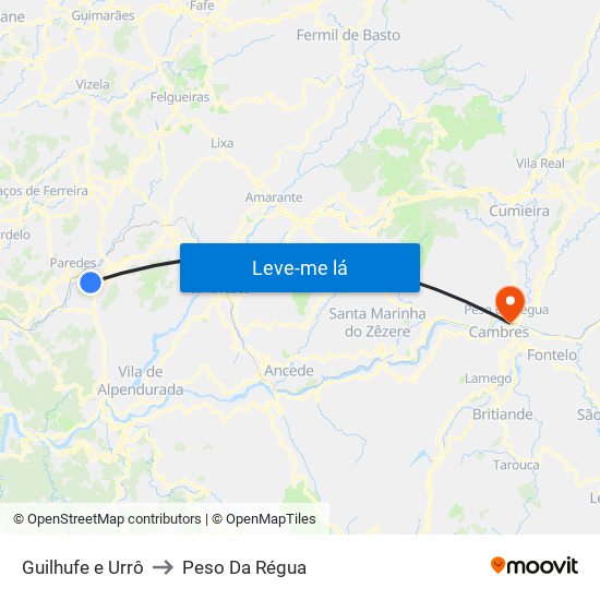 Guilhufe e Urrô to Peso Da Régua map