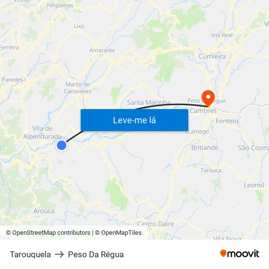 Tarouquela to Peso Da Régua map