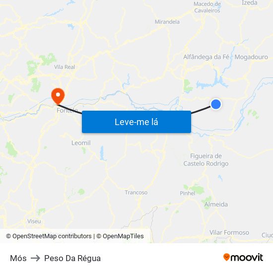 Mós to Peso Da Régua map