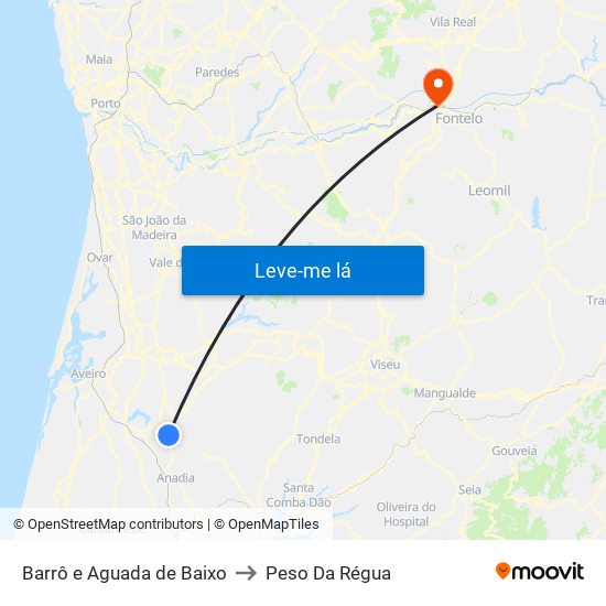 Barrô e Aguada de Baixo to Peso Da Régua map