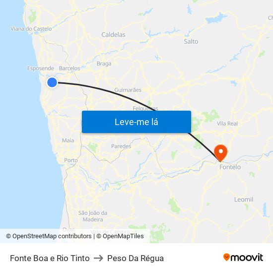 Fonte Boa e Rio Tinto to Peso Da Régua map