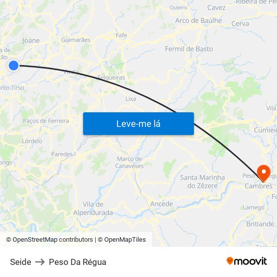 Seide to Peso Da Régua map