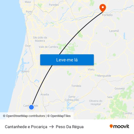 Cantanhede e Pocariça to Peso Da Régua map