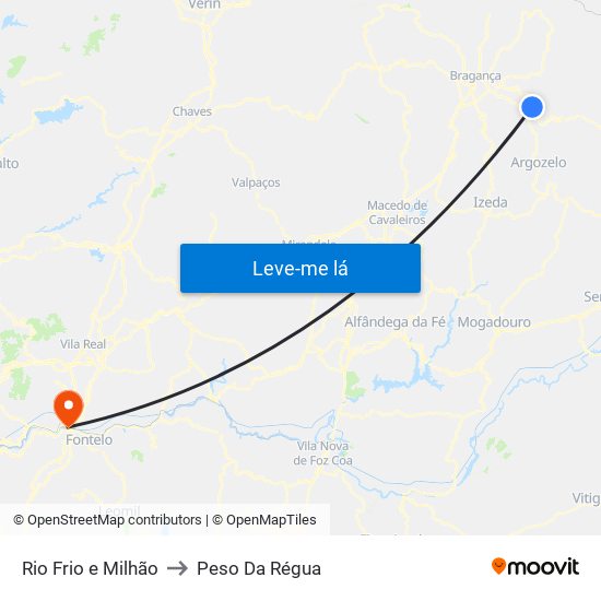 Rio Frio e Milhão to Peso Da Régua map