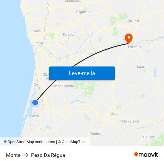 Monte to Peso Da Régua map
