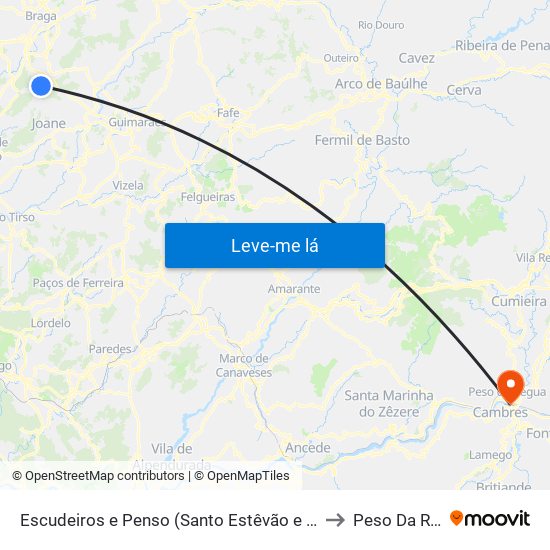 Escudeiros e Penso (Santo Estêvão e São Vicente) to Peso Da Régua map