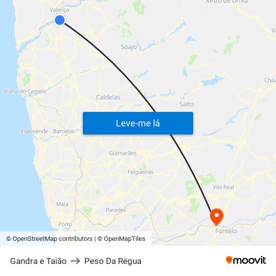 Gandra e Taião to Peso Da Régua map