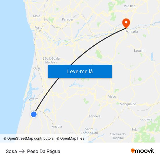 Sosa to Peso Da Régua map